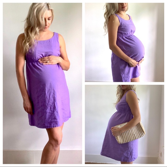 Dresses & Skirts - Purple Sleeveless Maternity Dress Elastic Waist M
